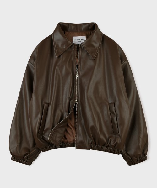 Vegan leather overfit blouson [brown]