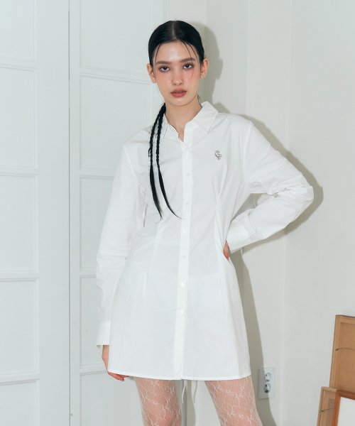 [NF] EYELET POINT SHIRT ONE-PIECE (WHT)_FZD291