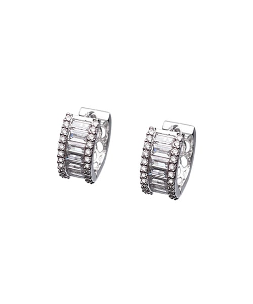 Crystal Glass Mini Ring Earrings silver