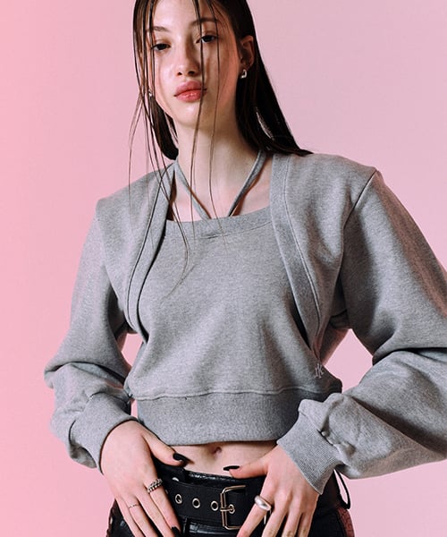 Bolero Layered Sweat_Melange Grey