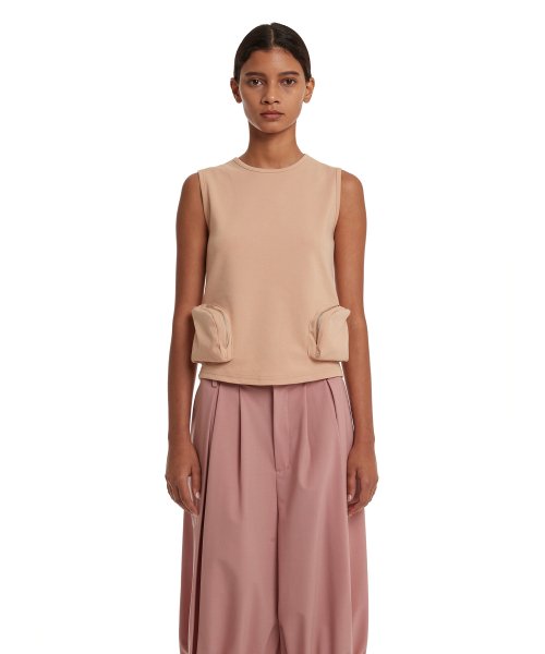 Pocket Sleevless T-Shirt_Pink