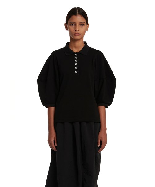 Ballooned Sleeves PK Shirt_Black