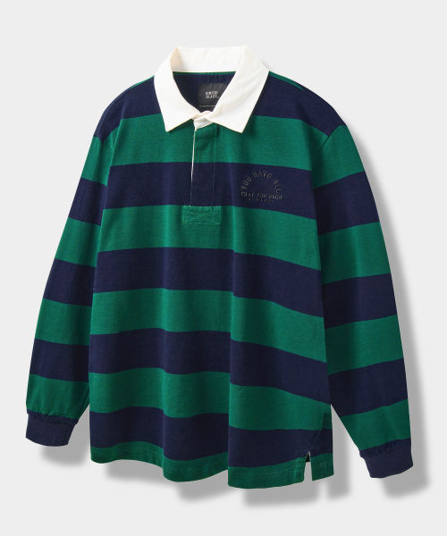ASI STRIPE RUGBY SHIRT NAVY GREEN