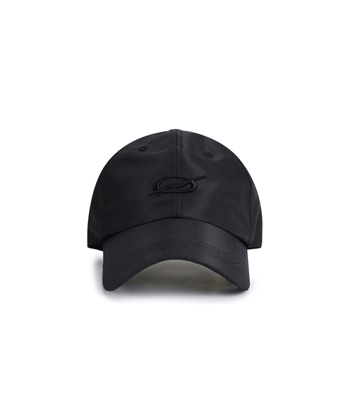 SHINY LOGO EMBROIDERY CAP - BLACK