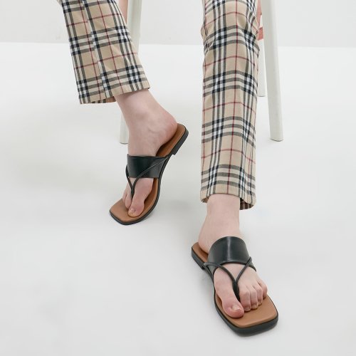 스퀘어 토 쪼리 스트랩 슬리퍼 412223022 (1.2cm/2colors)