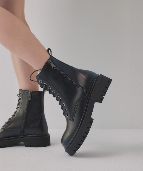 Lace-up ankle worker boots 412146006 (4cm/1color)