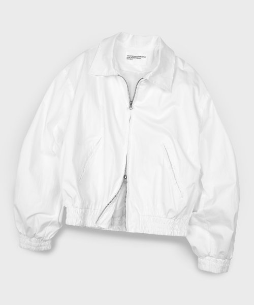 Oversized Utility Cotton Blouson Zip-up Jacket [WHITE]