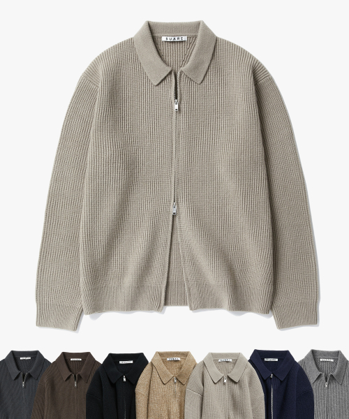 COLLAR 2-WAY ZIP UP KNIT