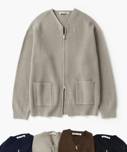 V-NECK 2-WAY ZIP UP KNIT