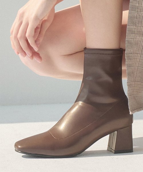 스퀘어 토 스판 삭스 앵클부츠 412146001 (5.5cm/3colors)