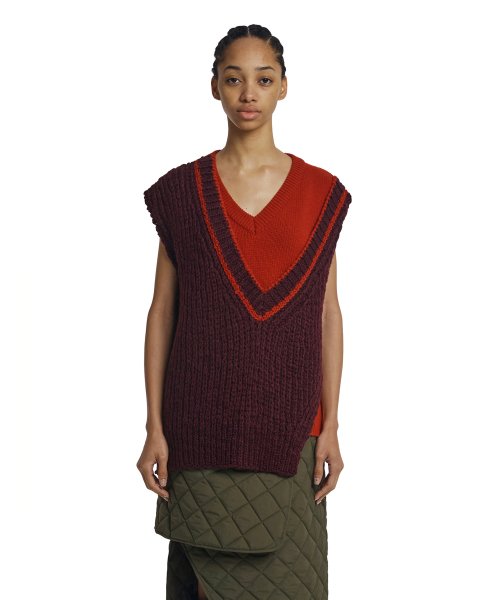 Layered Knit Vest_Red