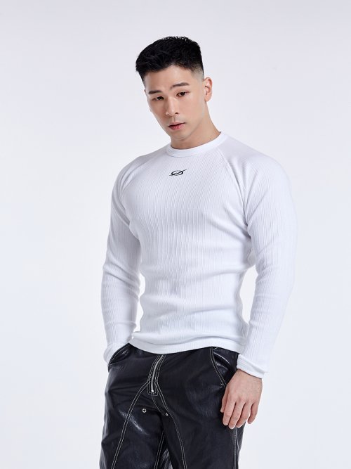 Irregular Logo embroidery Longsleeve - White