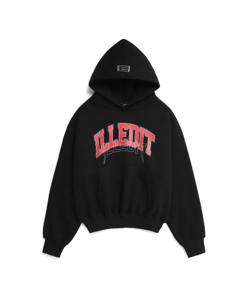 ARCH LOGO CROP HOODIE BLACKRED