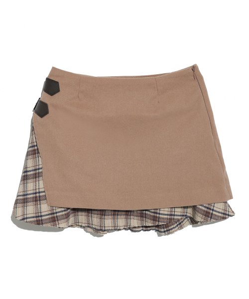 LAYERED BUCKLE SKIRT_BEIGE