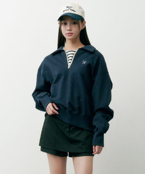 SAC 로고 하프 집업 스웨트셔츠 네이비 4W2233302