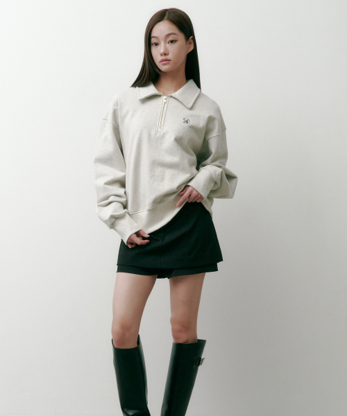 SAC 로고 하프 집업 스웨트셔츠 오트밀 4W2233302