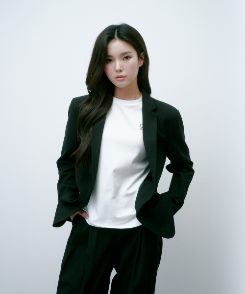 (셋업) 세미오버핏 울 블레이져 블랙 4W223D301