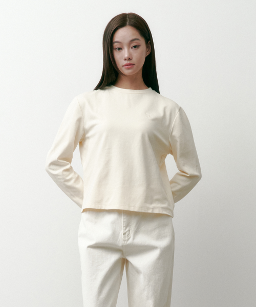SAC 로고 롱슬리브 실켓 티셔츠 크림 4W2231301