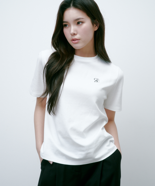 SAC 로고 오버핏 실켓 티셔츠 아이보리 4W2231202