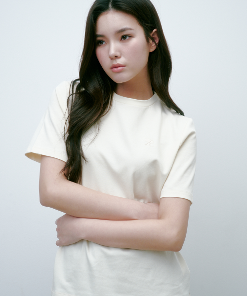 SAC 로고 오버핏 실켓 티셔츠 크림 4W2231202