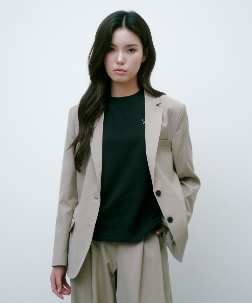 (셋업) 세미오버핏 울 블레이져 베이지 4W223D301