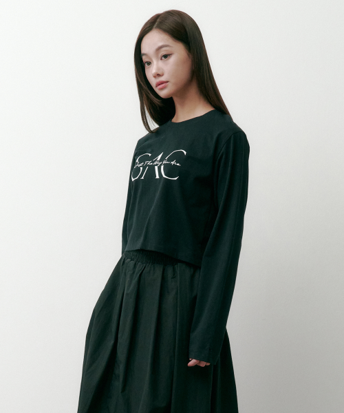 SAC 크롭 롱슬리브 티셔츠 블랙 4W2231303