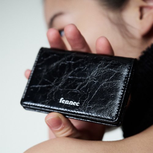 CRINKLE SOFT CARD CASE - BLACK