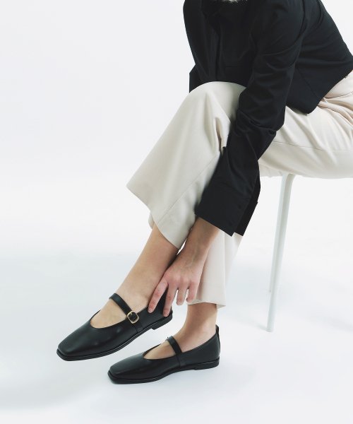 스퀘어 토 메리제인 스트랩 플랫 412315003 (1.5cm/3color)