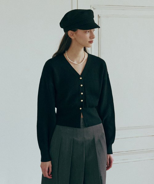 VOLUME SLEEVE CARDIGAN BLACK