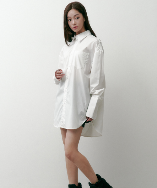 SAC 포켓 링클프리 롱셔츠 화이트 4W2317002
