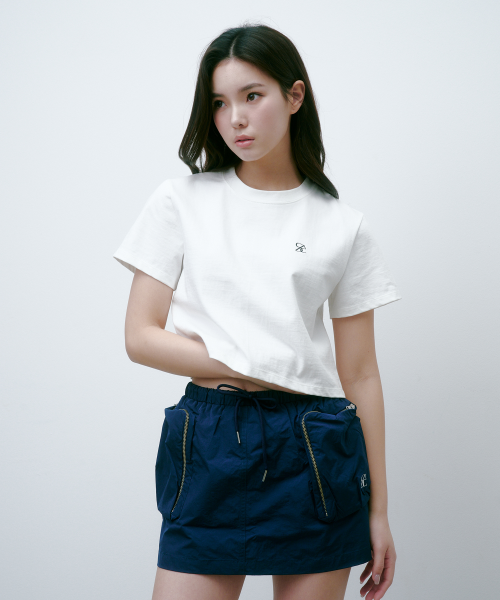SAC 로고 오버핏 크롭 티셔츠 아이보리 4W2311002