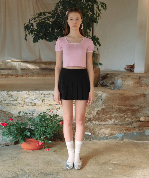 PLEATS MINI SKIRT BLACK