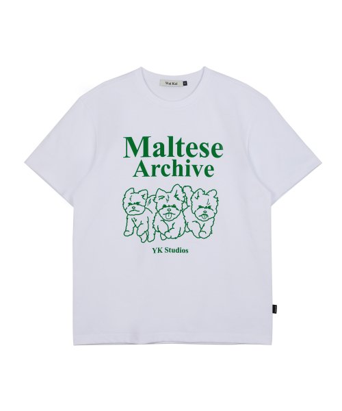 Maltese archive line graphic half sleeve tshirts WHITE