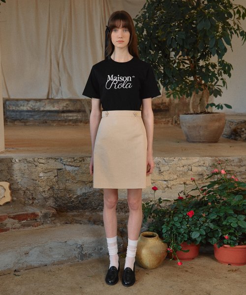 A LINE MIDI SKIRT BEIGE