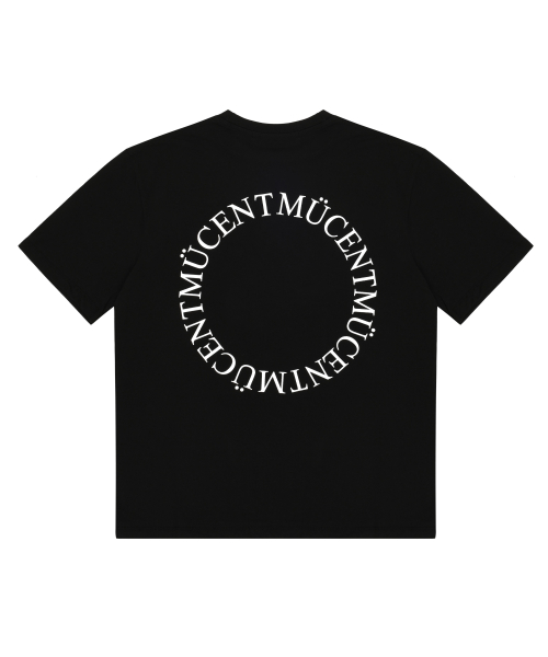 Signature back round arc logo loose fit half T (Black)