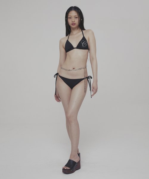 C LOGO RHINESTONE BIKINI_BLACK