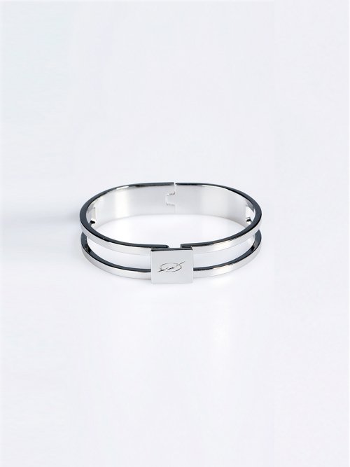 Double Line Logo Bracelet - silver