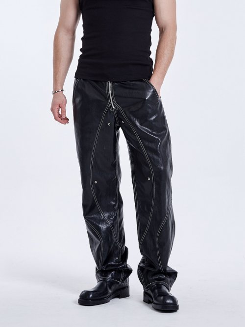 TUNNEL LINING TROUSER Leather - Black