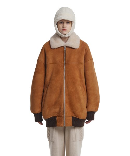 Shearling Bomber Jacket_Brown