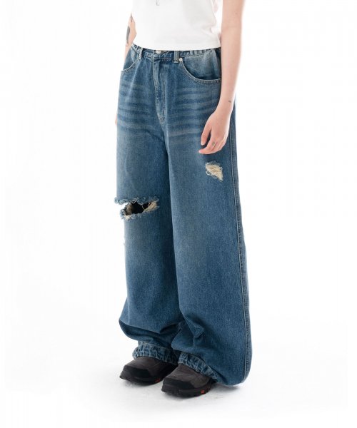 Distressed Denim Pants (Blue)