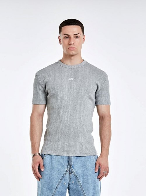 Irregular logo embroidery t-shirt - GREY