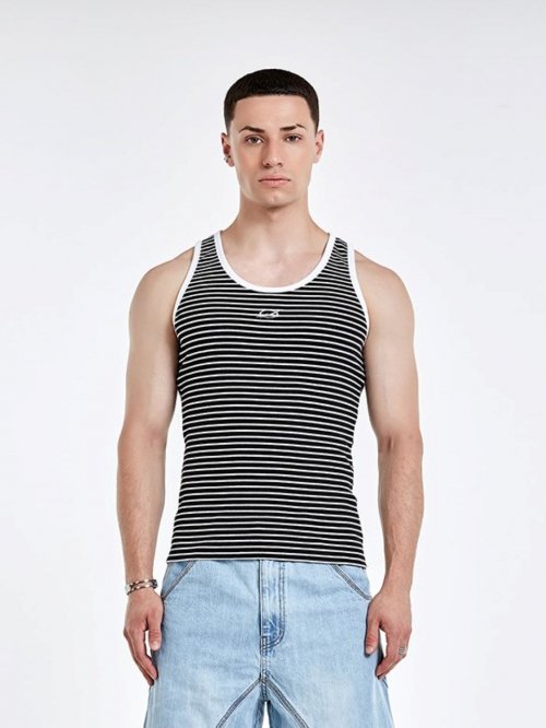 Stripe logo sleeveless - BLACK