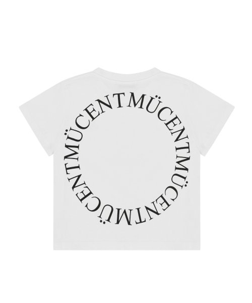 Signature back round arc logo crop half T (White)