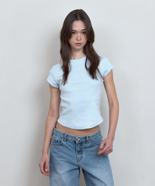 C 90S LINE BASIC T-SHIRT_LIGHT BLUE