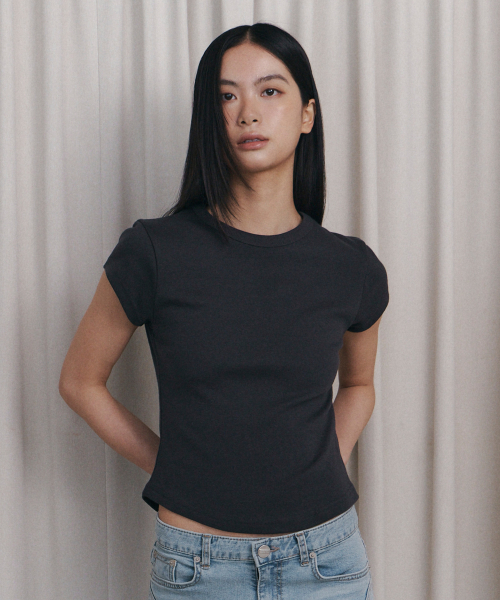 C 90S LINE BASIC T-SHIRT_CHARCOAL