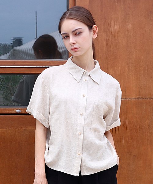 린넨 50 베이지 카라 셔츠_ Linen50 Beige Shirt