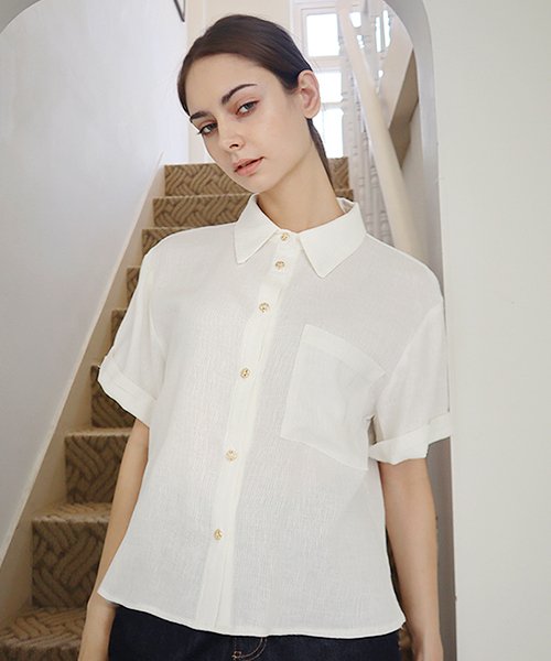 린넨 50 화이트 카라 셔츠_ Linen50 White Shirt