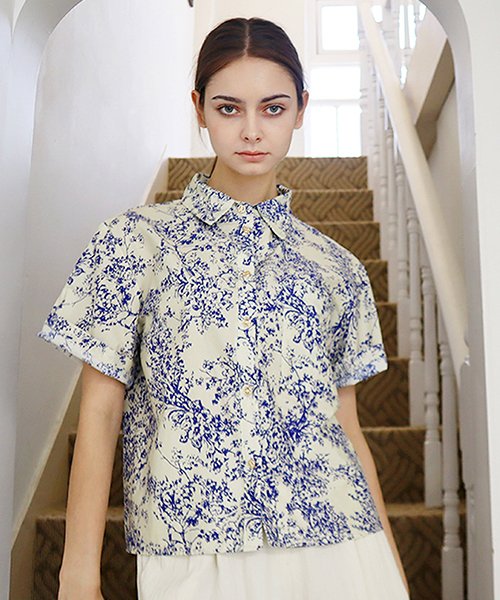 코튼100 보타닉 블루 셔츠_ Cotton100 Botanic Blue Shirt