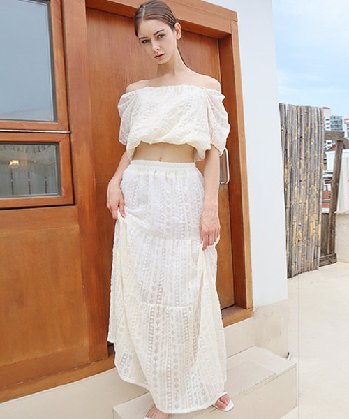 레이스 밴딩 아이보리 스커트_Lace Banding Ivory SK