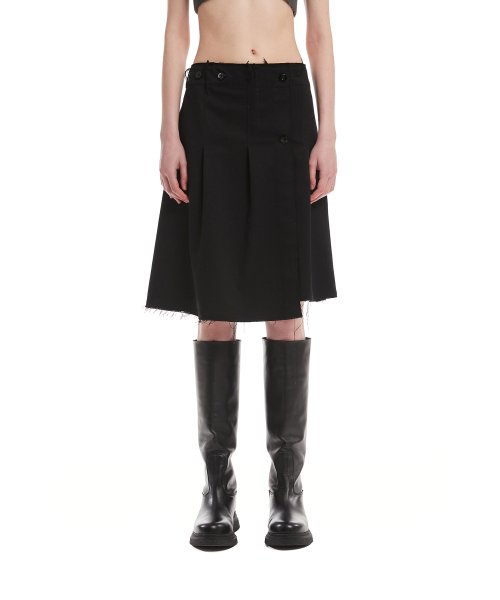Black Pleated Wrap Skirt
